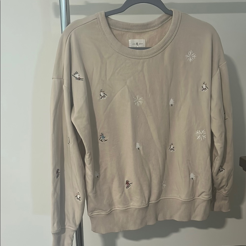 Lou & Grey Beige Sweatshirt with Winter Embroidery